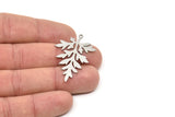 Steel Branch Charm, Stainless Steel Leaf Charms With 1 Loop, Charm Pendants (40x27.5x0.80mm) SMP2340