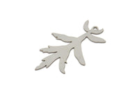 Steel Branch Charm, Stainless Steel Leaf Charms With 1 Loop, Charm Pendants (40x24x0.80mm) SMP2344