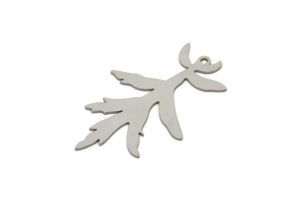 Steel Branch Charm, Stainless Steel Leaf Charms With 1 Loop, Charm Pendants (40x24x0.80mm) SMP2344