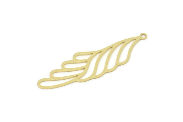 Brass Wing Charm, Raw Brass Wing Charms With 1 Loop, Findings (40x11x0.60mm) SMP2347