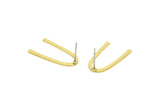 Earring Studs, 8 Raw Brass - U Shape Earrings - Brass Earrings - Earrings (22.5x2x0.60mm) A4866 A3366