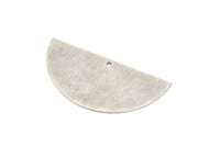 Silver Half Moon, 6 Antique Silver Plated Brass Textured Semi Circle Blanks With 1 Hole, Charms, Earrings (36x18x0.60mm) D0746 H1019