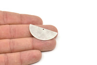 Silver Half Moon, 6 Antique Silver Plated Brass Textured Semi Circle Blanks With 1 Hole, Charms, Earrings (36x18x0.60mm) D0746 H1019