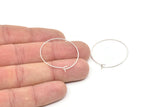 Silver Earring Wires, 24 Antique Silver Plated Brass Earring Studs, Wire Hoops (30x0.70mm) E184