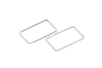 Gümüş Dikdörtgen Bağlantı Parçası, 24 Antik Gümüş Kaplama Pirinç Dikdörtgen Bağlantı Parçası, Tılsımlar, Bulgular (13x23x0,80 mm) D1475