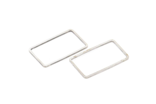 Gümüş Dikdörtgen Bağlantı Parçası, 24 Antik Gümüş Kaplama Pirinç Dikdörtgen Bağlantı Parçası, Tılsımlar, Bulgular (13x23x0,80 mm) D1475