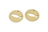 Brass Round Charm, Raw Brass Fish Patterned Round Shaped Charms With 1 Hole, Findings (15x1.20mm) A5889