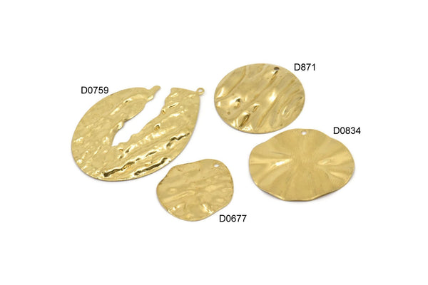 Brass Charm, Raw Brass Mixed Charms, Brass Wavy Charms, Irregular Charms, Findings D0759-D0677-D871-D0834