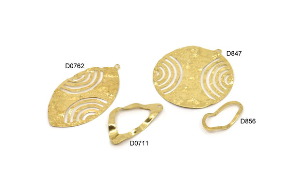 Brass Charm, Raw Brass Mixed Charms, Brass Wavy Charms, Irregular Charms, Findings D0762-D847-D0711-D856