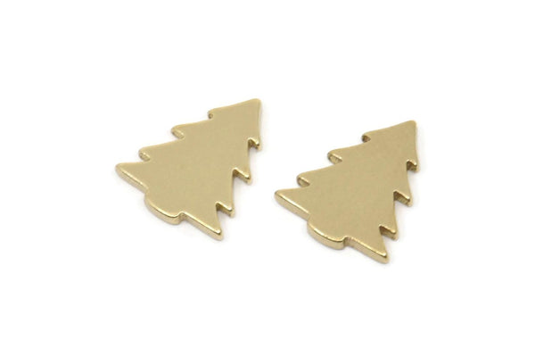Brass Tree Blank, Raw Brass Pine Tree Blanks, Findings (12x10x1.2mm) A5751