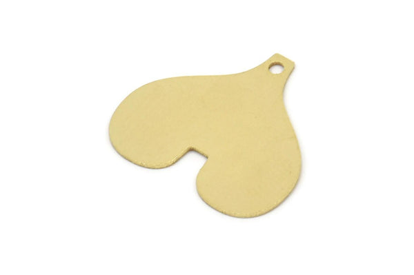 Brass Heart Charm, Raw Brass Heart Charms With 1 Hole, Findings (18x20x0.60mm) SMP2368