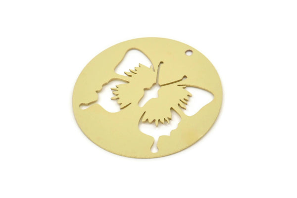 Pirinç Yuvarlak Tılsım, 1 Delikli Ham Pirinç Kelebek Tılsımları, Küpe Parçaları (30x0,60 mm) SMP2371