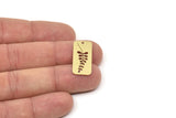 Brass Rectangle Charm, Raw Brass Branch Patterned Rectangle Shaped Charms With 1 Hole, Findings (25x12x0.60mm) SMP2374