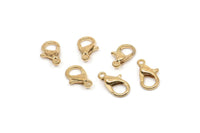 Gold Parrot Clasp, 24 Gold Tone Brass Lobster Claw Clasps (12x7mm) L007
