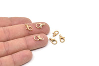 Gold Parrot Clasp, 24 Gold Tone Brass Lobster Claw Clasps (12x7mm) L007