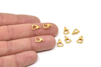 Gold Heart Clasp, 24 Matte Gold Tone Brass Heart Lobster Clasps, Findings (10x7mm) A1026