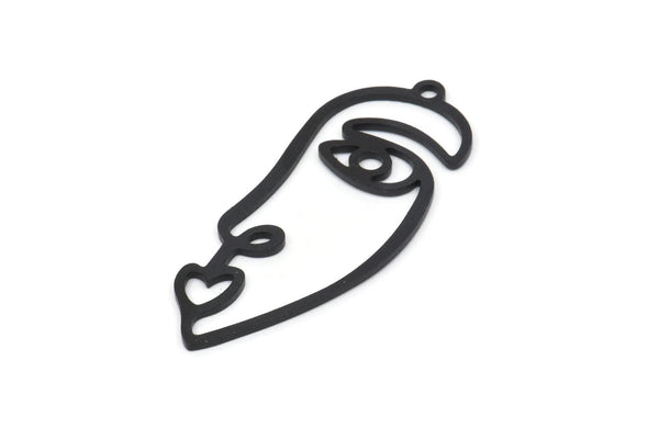 Siyah Yüzlü Charm, 1 Döngülü 4 Oksitlenmiş Siyah Pirinç Yüzlü Charm (41x16x1mm) D0627