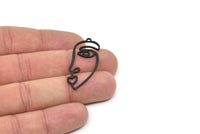 Siyah Yüzlü Charm, 1 Döngülü 4 Oksitlenmiş Siyah Pirinç Yüzlü Charm (41x16x1mm) D0627