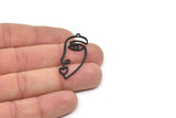 Siyah Yüzlü Charm, 1 Döngülü 4 Oksitlenmiş Siyah Pirinç Yüzlü Charm (41x16x1mm) D0627