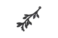 Siyah Yaprak Charm, 1 Döngülü 10 Oksitlenmiş Siyah Pirinç Yaprak Charm, Charm Küpeler (36x13x0,80 mm) SMP1234 A2971