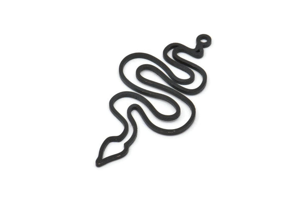 Siyah Yılan Tılsımı, 1 Halkalı 6 Oksitlenmiş Siyah Pirinç Yılan Tılsımı, Yılan Küpeleri (39x17x0,80 mm) SMP1514 A5104