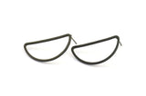 Black Asymmetric Earring, 4 Oxidized Black Brass Asymmetric Half Moon Earring Posts, Pendants, Findings (30x15x1.2mm) E343 S750