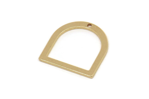 Brass D Shaped Charm, Raw Brass D Shaped Charms With 1 Hole, Connectors, Findings (17x17x1mm) SMP2353 A5793