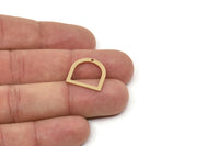 Brass D Shaped Charm, Raw Brass D Shaped Charms With 1 Hole, Connectors, Findings (17x17x1mm) SMP2353 A5793