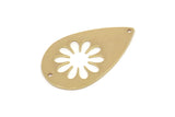 Brass Drop Charm, Raw Brass Flower Patterned Drop Charms With 2 Holes, Findings (31x19.5x0.80mm) SMP2354 A5824