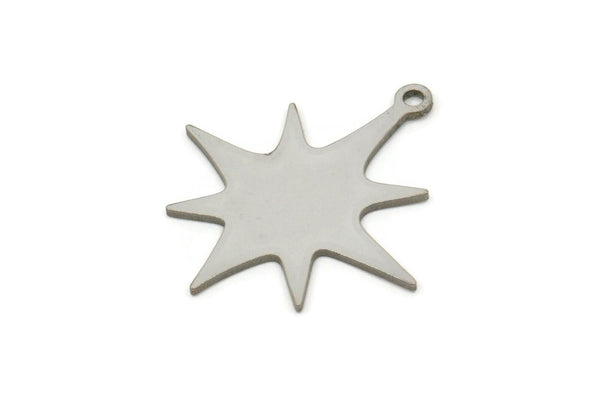 Steel Pole Star Charm, Stainless Steel, Steel Charms, Stainless Steel Pole Star Charms With 1 Loop (26x24x0.80mm) SMP2356