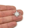 Steel Pole Star Charm, Stainless Steel, Steel Charms, Stainless Steel Pole Star Charms With 1 Loop (26x24x0.80mm) SMP2356