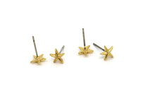 Gold Starfish Earring, 12 Gold Plated Brass Starfish Stud Earrings (7mm) N1176