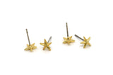 Gold Starfish Earring, 12 Gold Plated Brass Starfish Stud Earrings (7mm) N1176