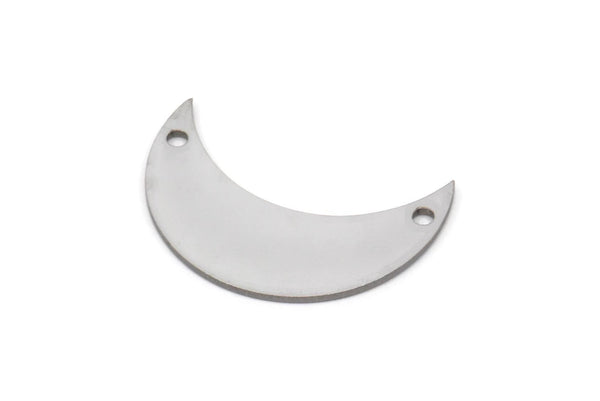 Moon Crescent Charm, Stainless Steel Moon Charms With 2 Holes (25x9x0.80mm) Moon1