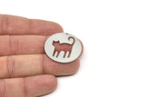 Steel Round Charm, Stainless Steel Cat Charms With 1 Hole, Findings (30x0.80mm) SMP2384