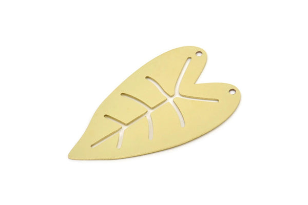 Brass Leaf Charm, Raw Brass Leaf Charms With 2 Holes, Findings (41x24x0.60mm) SMP2385