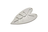 Steel Leaf Charm, Stainless Steel Leaf Charms With 2 Holes, Findings (41x24x0.80mm) SMP2385