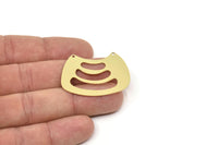 Brass Charm, Raw Brass Ethnic Motif Charms With 2 Holes, Charm Pendants, Connectors, Findings (29x39x0.60mm) SMP2388