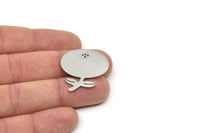 Steel Flower Blank, Stainless Steel Flower Blanks, Pendants, Findings (31x27x0.80mm) SMP2395