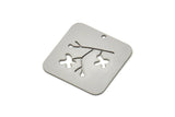 Steel Rectangle Charm, Stainless Steel Branch Patterned Rectangle Shaped Charms With 1 Hole, Findings (25x26x0.80mm) SMP2064