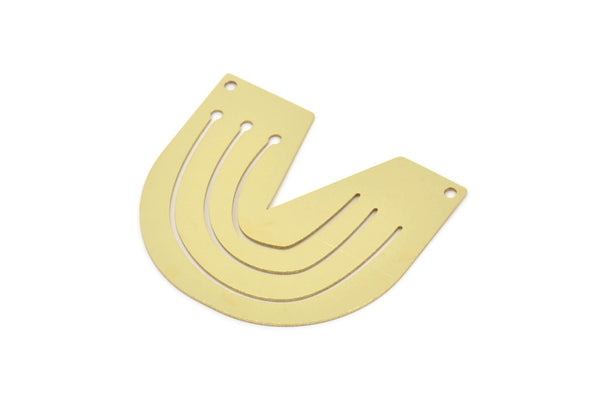 Brass Charm, Raw Brass U Shaped Charms With 2 Holes, Necklace Findings, Connectors (30x35x0.60mm) SMP2397