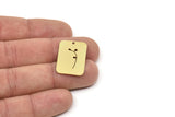 Brass Rectangle Charm, Raw Brass Branch Patterned Rectangle Shaped Charms With 1 Hole, Findings (25x17x0.60mm) SMP2399