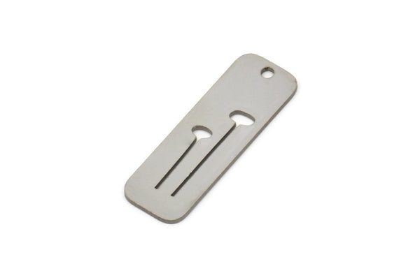 Steel Rectangle Charm, Stainless Steel Branch Patterned Rectangle Shaped Charms With 1 Hole, Findings (25x8.5x0.80mm) SMP2400