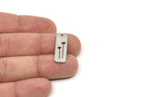 Steel Rectangle Charm, Stainless Steel Branch Patterned Rectangle Shaped Charms With 1 Hole, Findings (25x8.5x0.80mm) SMP2400