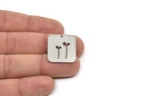 Steel Rectangle Charm, Stainless Steel Branch Patterned Rectangle Shaped Charms With 1 Hole, Findings (25x22x0.80mm) SMP2402