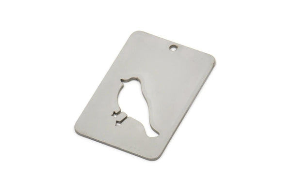 Steel Rectangle Charm, Stainless Steel Bird Charms With 1 Hole, Findings (30x20x0.80mm) SMP2406