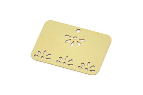 Brass Rectangle Charm, Raw Brass Rectangle Shaped Charms With 1 Hole, Findings (17.5x25x0.60mm) SMP2408