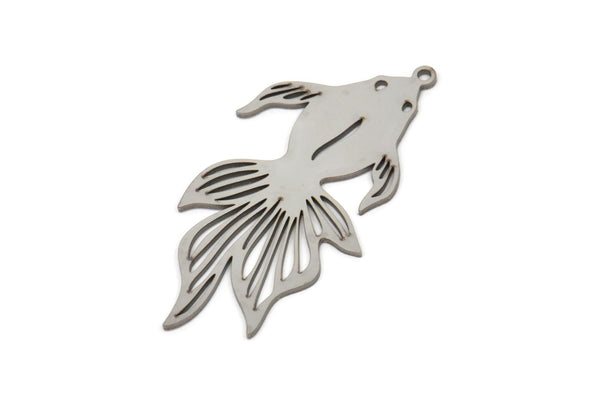 Steel Fish Charm, Stainless Steel Gold Fish Shaped Charms With 1 Loop, Findings (40x20x0.80mm) SMP2035