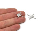 Steel Pole Star Charm, Stainless Steel, Steel Pendants, Stainless Steel Pole Star Charms With 2 Loops (26x23x0.80mm) A5535