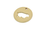 Brass Round Charm, Raw Brass Sheep Patterned Round Shaped Charms With 1 Hole, Findings (15x1.20mm) A2665